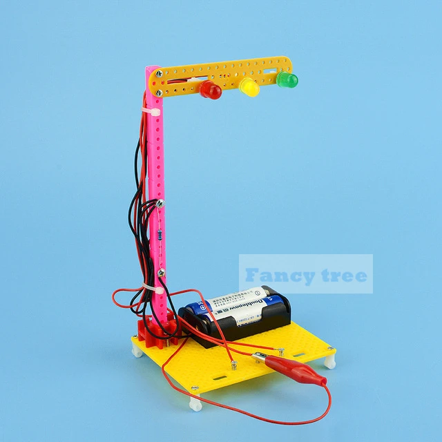 

DIY Traffic Lights students Kids Science Technology Educational Creative Experiment Handmade Assembled Mini Model Toys for Child