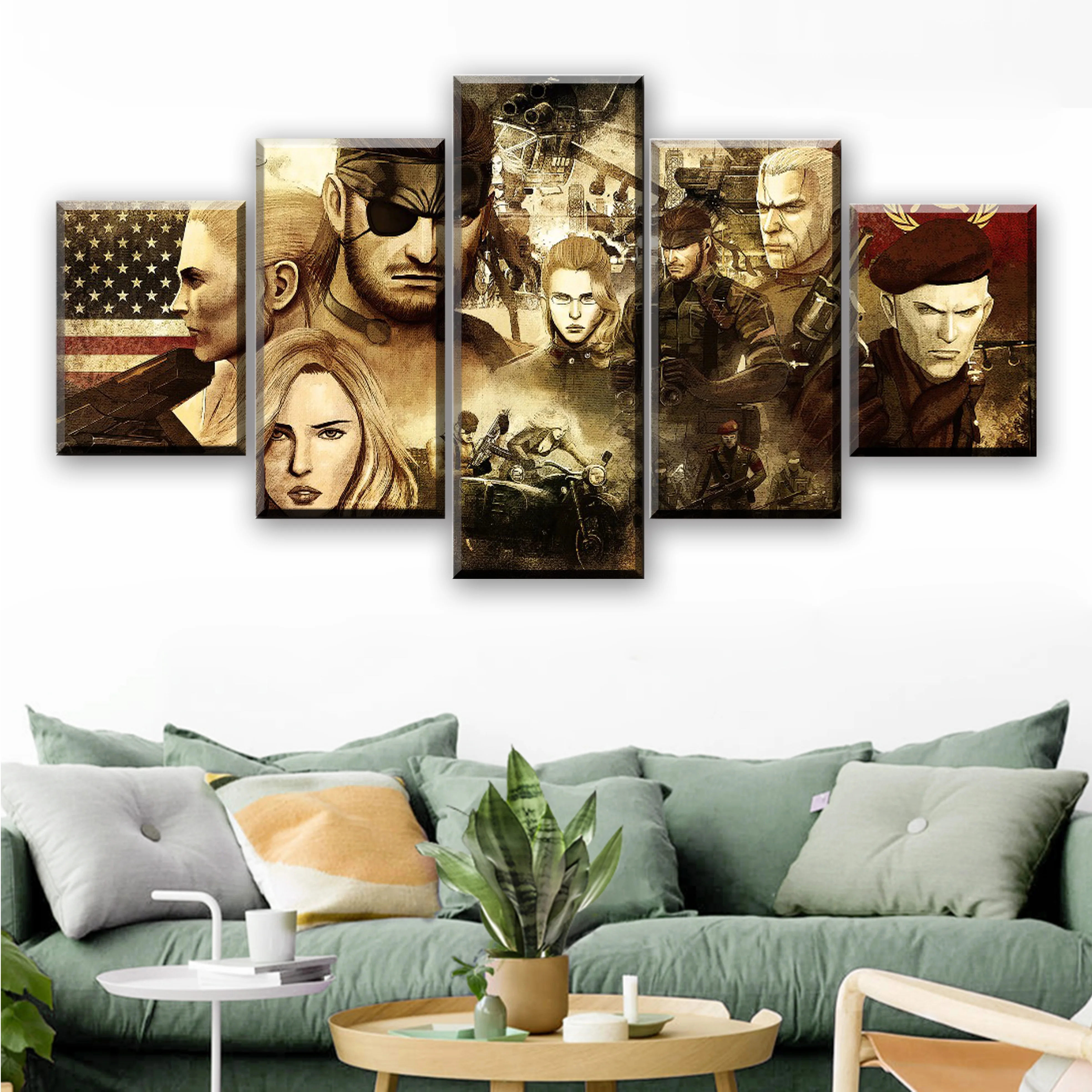 Canvas HD Prints Modular Pictures Home Decorative 5 Pieces Game Metal Gear Solid Snake Painting Wall Framework Artwork Poster