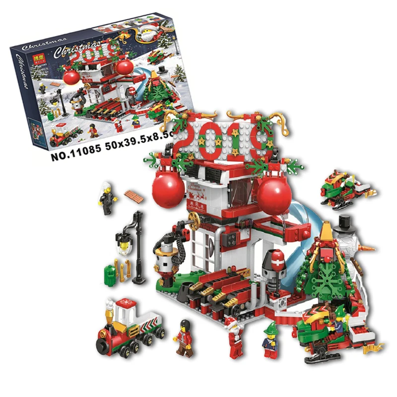 

2019 New Year Christmas Gift Distribution Center Santa Claus 904Pcs Building Blocks Toys Compatible with Legoings