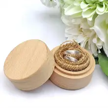Деревенский Свадебный деревянный ювелирный шкатулка кольцо обручальное Персонализированная круглая заказное кольцо футляр держатель кольцо коробка