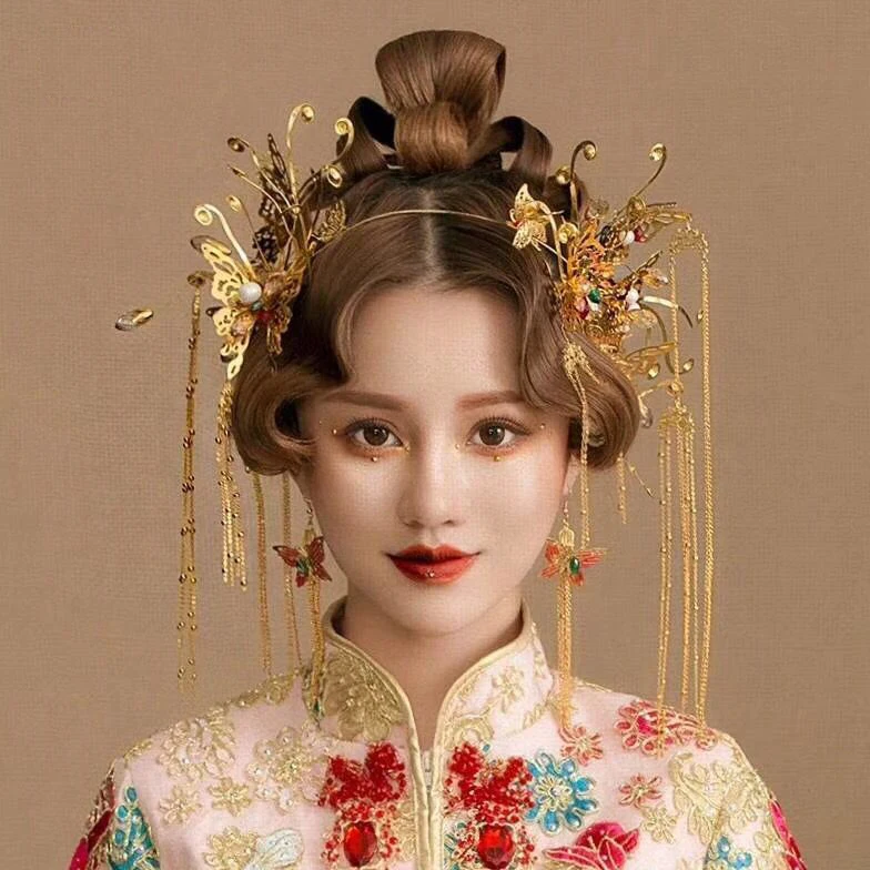 Himstory Chinese Style Wedding Costume Hair Tiaras Traditional