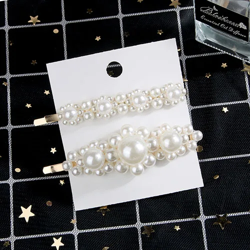 Korea Hair Pin Pearl Women Hair Clip Pin Set Barrette Headwear Hair Accessories Hair Jewelry Sets Ornament Metal Haripins - Цвет: 21 gold one set