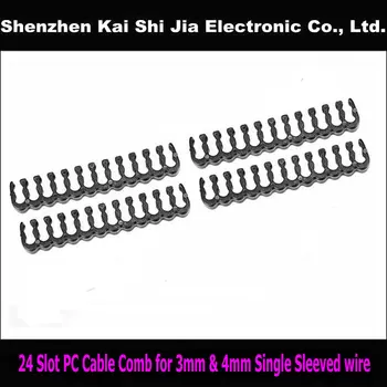 

Wholesales 100PCS / Lot 24 Slot Plastic Black & Clear PC PSU Cable Comb for 3mm & 4mm Single Sleeved Cables