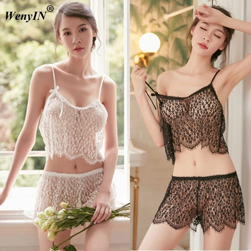 

Women Sexy Lingerie Corset Babydoll G-string Lace Camis + Shorts Set Sleepwear Underwear Nightwear Dress