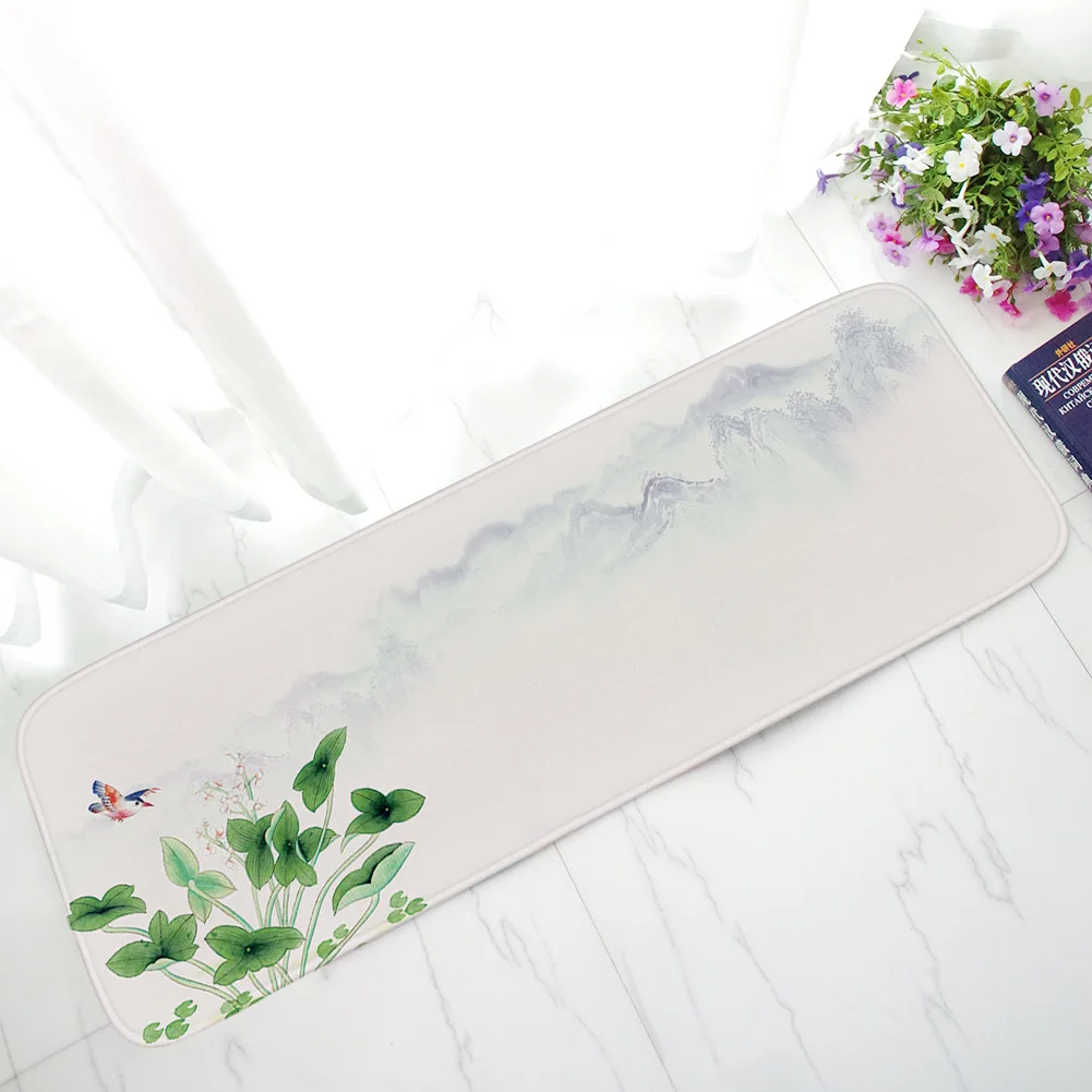 

Watercolor Long Mat Home Decoration Floor Mat Door Entrance Door Mat Non-slip Absorbent Kitchen Rug Soft Flannel Carpet