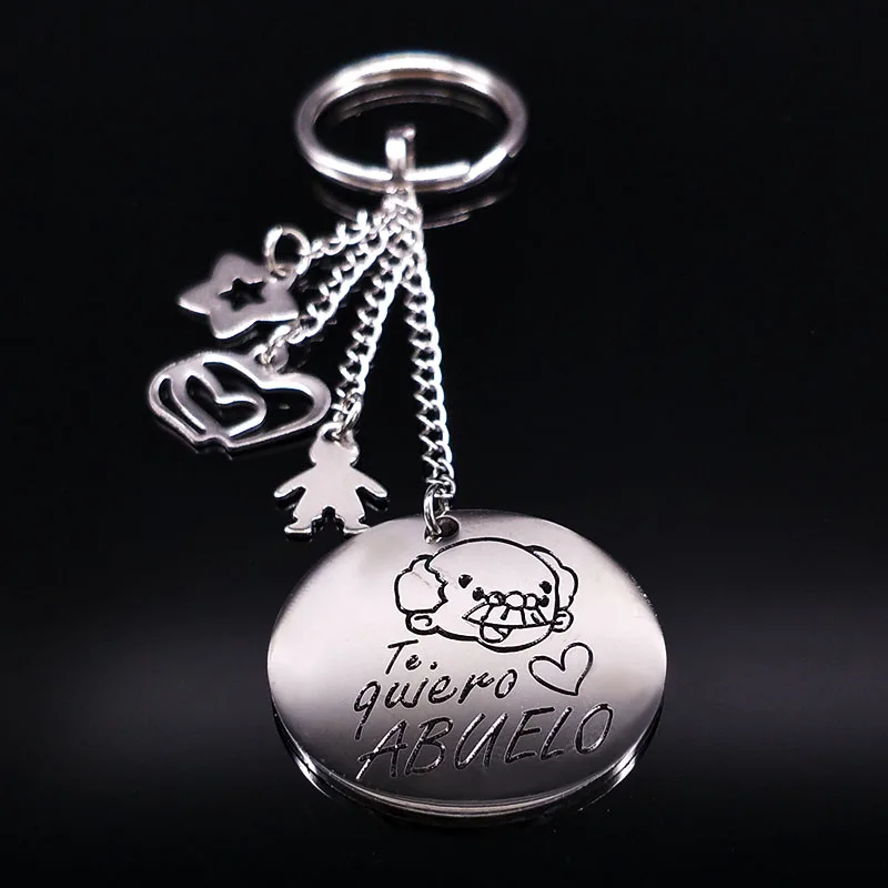 New Grandmother Silver Color Stainless Steel Keychain For Women Round Key Chain Jewelry Grandmother Gift abuela llavero K73216 - Image 5