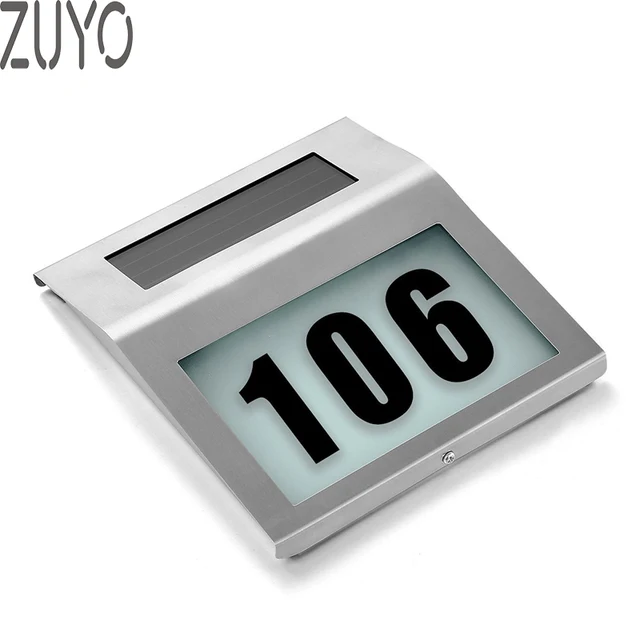 Zuyo Solar Lighted Address Sign House Number Door Apartment Zuyo Solar Lighted Address Sign House Number Door Apartment Outdoor Lighting Doorplate Led Lamp Wall