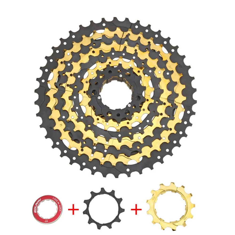 BOLANY الأسود الذهب 9 سرعة كاسيت Freewheel 1-42 طن MTB الدراجة الجبلية ضرس دراجة أجزاء ل Shimano Sram كاسيت