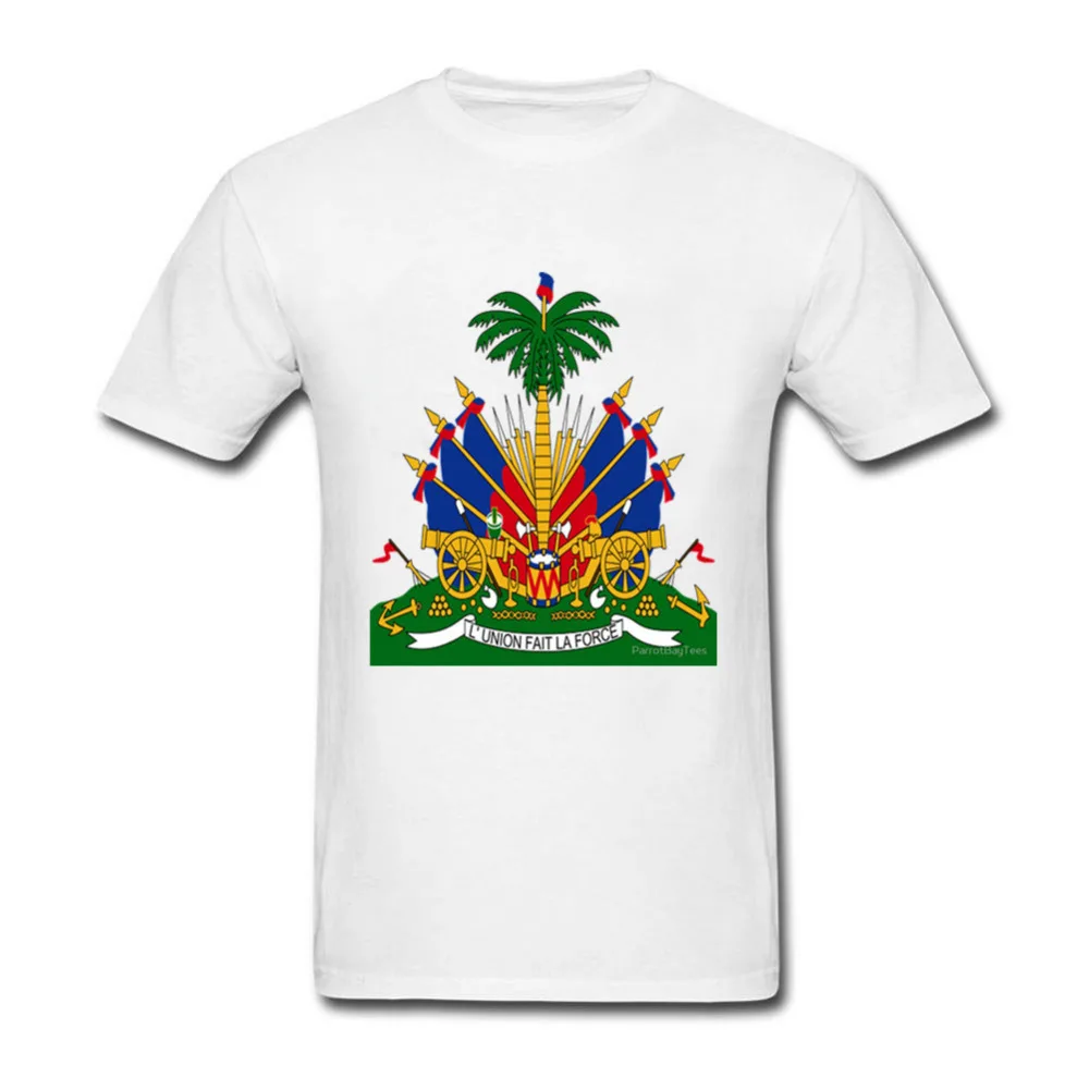 

Latest design men t shirt 2018 hot Summer crew neck Tee Crest Haiti Flag 100%Cotton Comfortable T Shirt men tops