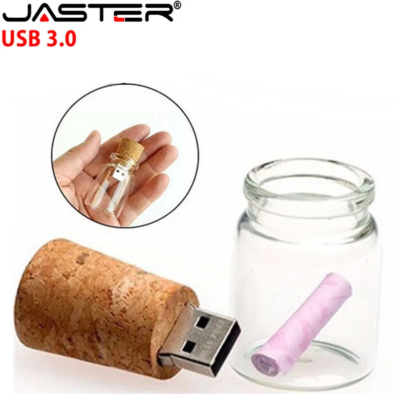 

JASTER USB 3.0 new floating bottle pendrive 4GB 8GB 16GB 32GB wish bottles usb flash drive memory Stick cartoon wedding gift