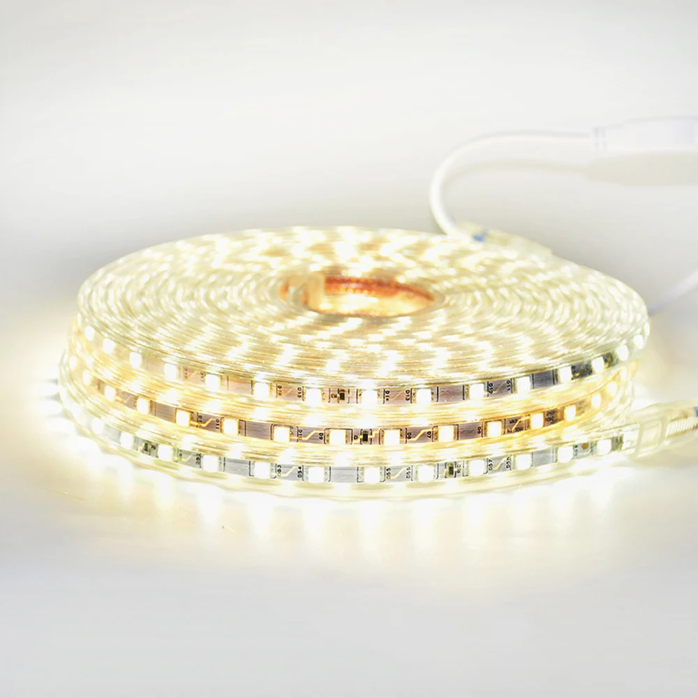 Водонепроницаемая светодиодная лента SMD 5050 AC220V гибкая 60 светодиодов/м RGB