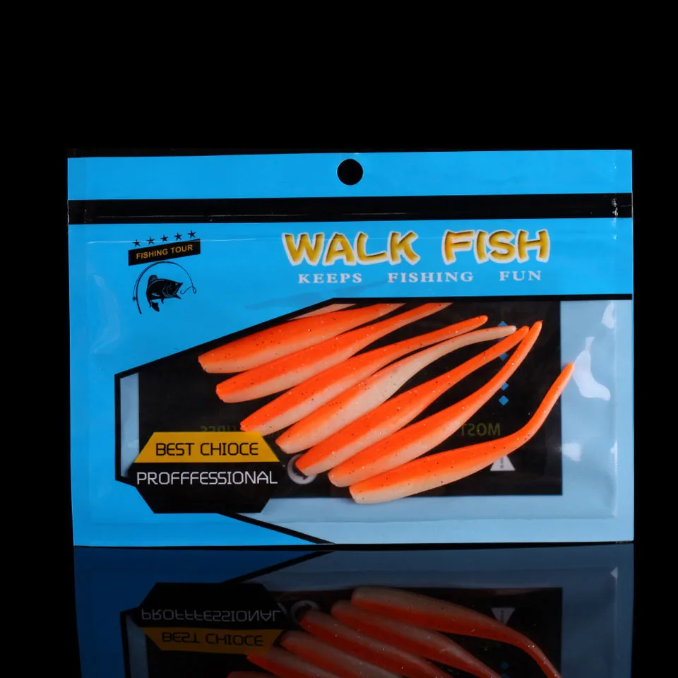 WALK FISH мягкая рыболовная приманка 8 шт./лот 80 мм 2 3 г для ловли окуня двухцветная