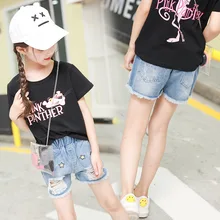 От 3 до 8 лет шорты для девочек средней длины с вышивкой клубника деним, панталоны с дырками и кисточками, популярные штаны, детские шорты, удобные, крутые, Spodenki