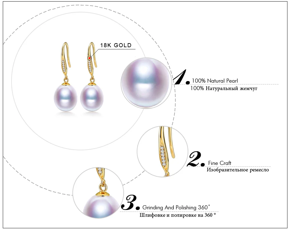 FENASY 18-каратного золота жемчужные серьги ювелирные украшения с жемчугом классический желтого золота 18 карат серьги стержня для Для женщин