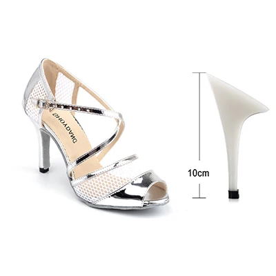 SHOYDANC/танцевальные кроссовки; женская обувь для латинских танцев; chaussure de danse de salon; цвет черный, серебристый; Танцевальная обувь из искусственной кожи и дышащей сетки - Цвет: Silver 10cm