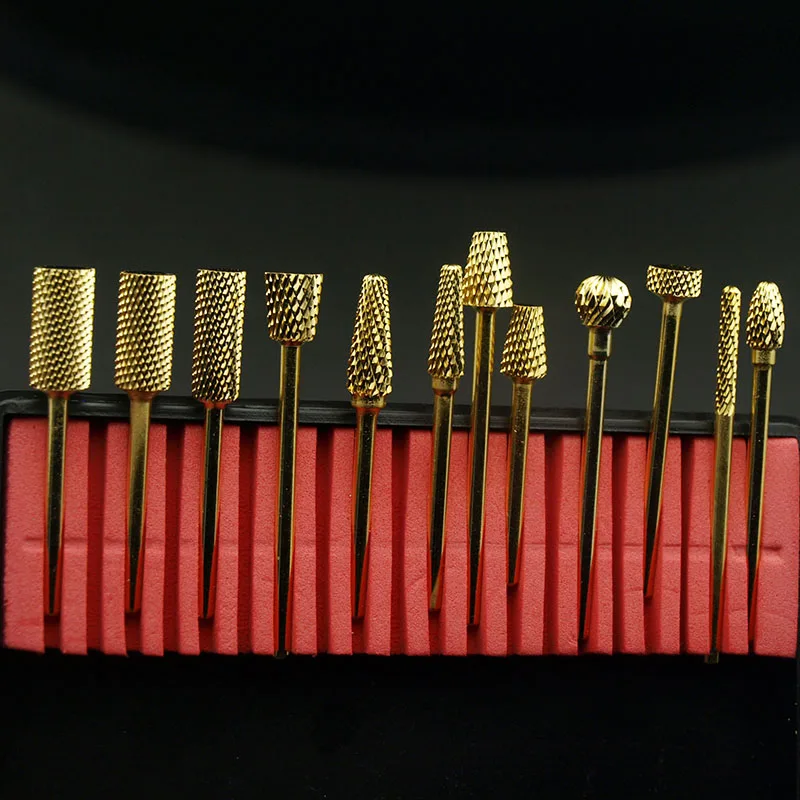 EasyNail 12 типов Золотой Карбид ногтей сверла металла сверла кутикулы для маникюра электрические аксессуары для сверления ногтей