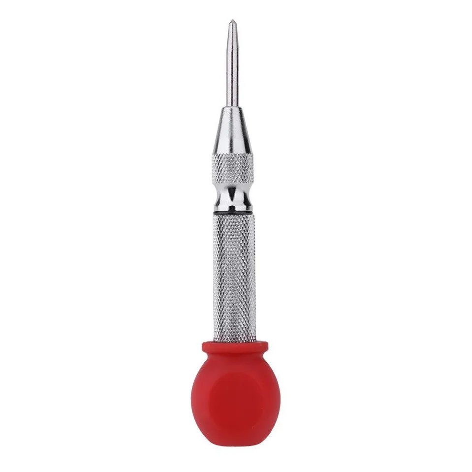 Hot Red Handle 5 Inch Automatic Center Pin Punch Spring Loaded Marking Starting Holes Tool for