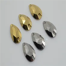 ФОТО 17x28mm mine gold/mine silver glass crystal rhinestone teardrop flatback sew on