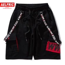 AELFRIC цвет блок по колено короткие Jogger Лето г. камуфляж брюки карго шорты для женщин ленты Письмо печати уличная хип хоп шорты