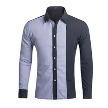 Модная мужская рубашка черно-белое платье рубашка с длинным рукавом Тонкий