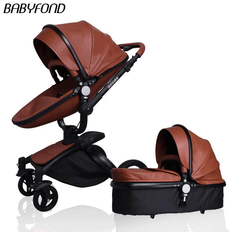 Babyfond коляска с высоким сиденьем, ландшафтные высокие коляски, вращающиеся качели, детские автомобильные амортизаторы, детская складная Коляска - Цвет: brown 1