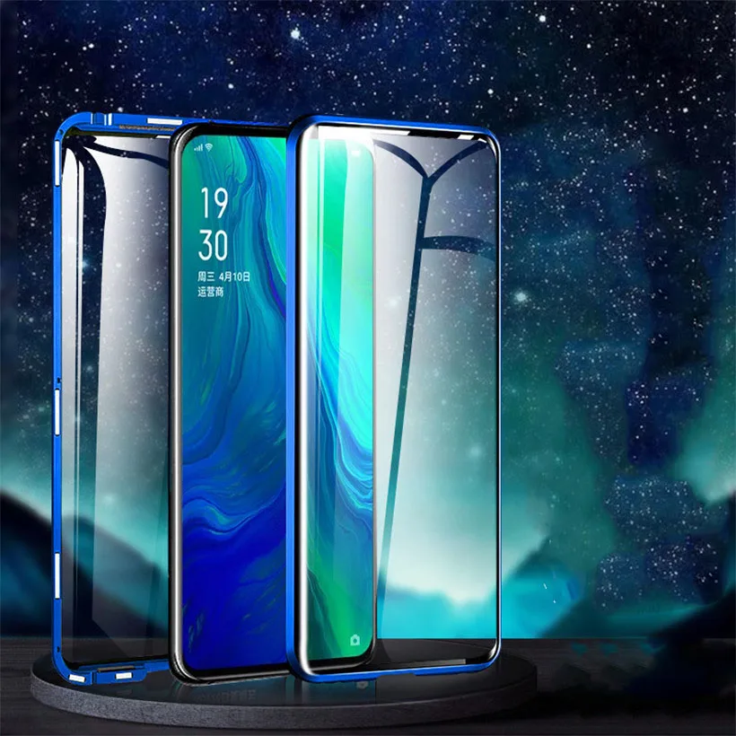 R just магнитный металлический чехол бампер для OPPO Reno 10x zoom закаленное стекло задняя