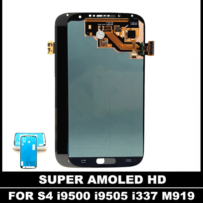 

100% Super AMOLED LCD For Samsung Galaxy S4 i9500 i9505 i9506 i337 Mobile LCD Display Touch Screen Digitizer Assembly Sticker