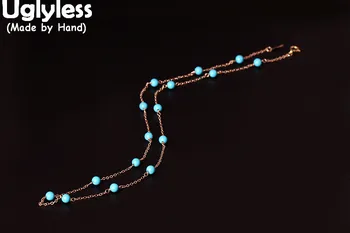 

Uglyless Real S 925 Sterling Silver Chokers Women Ethnic Turquoise Short Beads Necklaces Bohemian Beading Jewelry Vintage Bijoux