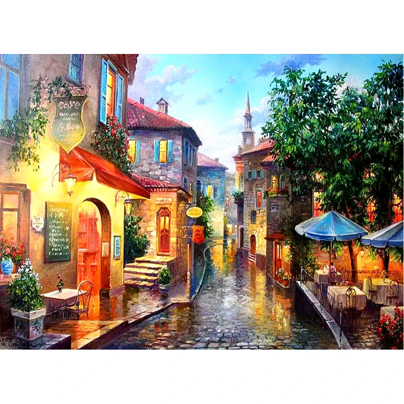 

5D DIY Diamond Embroidered Acupuncture Cross Stitch "street" Diamond Art Wall Photo Christmas Decorative Gift