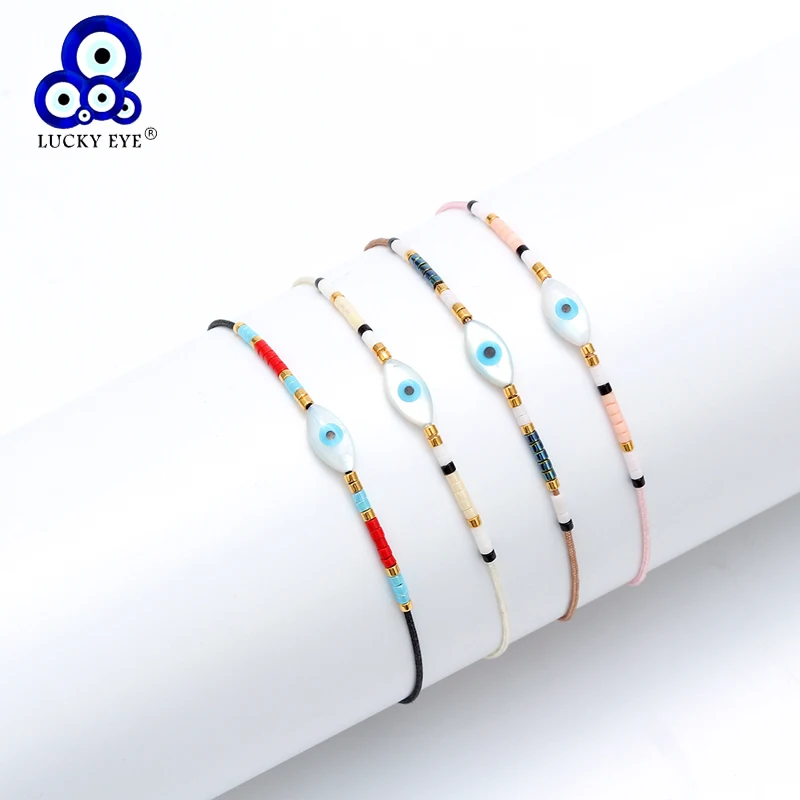 

Lucky Eye Miyuki Beads Shell Bracelet Evil Eye Charm Bracelet Adjustable Rope Chain Fashion Jewelry Gift for Women Female EY6337