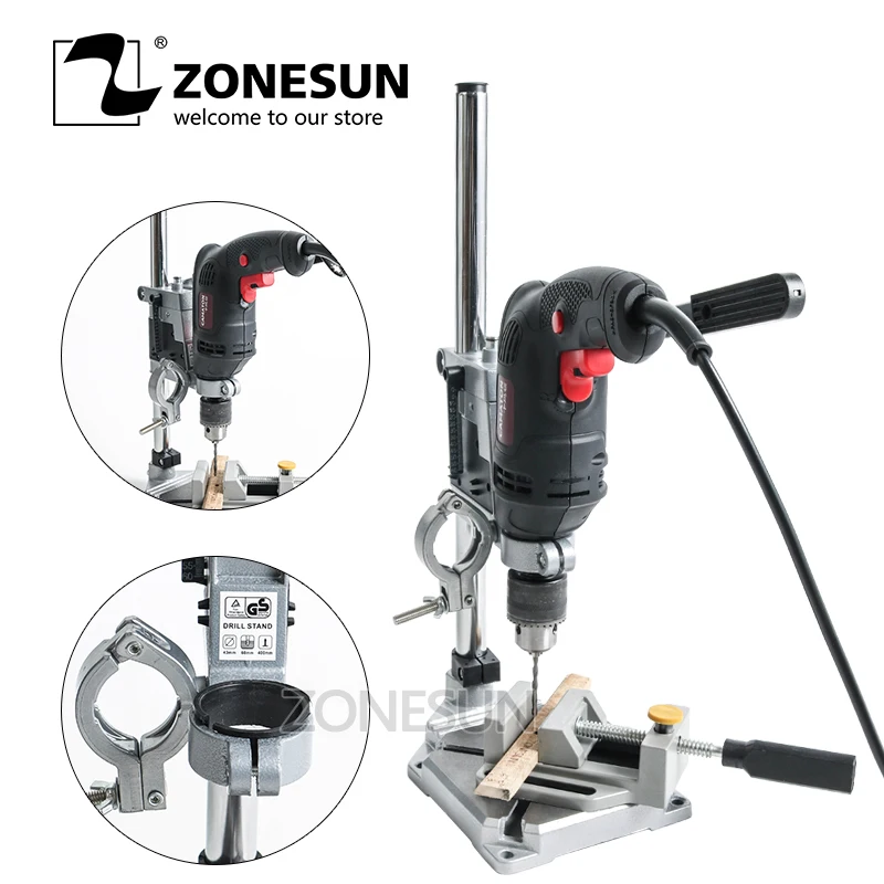 ZONESUN Electric Drill Stand Power Tools Accessories Bench Drill Press Stand DIY Tool Base Frame Drill Holder Drill Chuck ZONESUN Electric Drill Stand Power Tools Accessories Bench Drill Press Stand DIY Tool Base Frame Drill Holder Drill Chuck