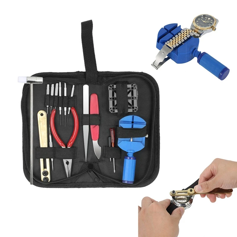 

16pcs Watch Tools Set Watch Repair Tool Kit Clock Screwdriver Set Remover Watchmaker Opener Hammer Pliers Opener Hand Tool