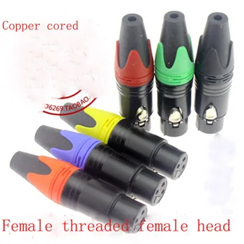 

Copper core gold-plated card dragon female microphone connector Three core 3 hole XLR Canon plug internal thread color plug