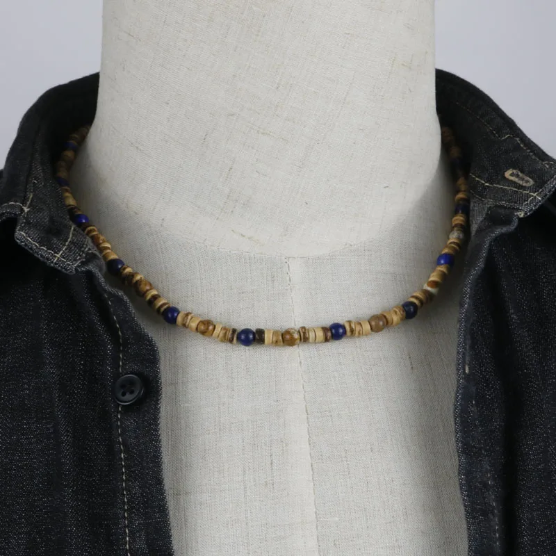 2018 Vintage Tribal Jewelry Men Beaded Necklace Lapis Lazuli Coconut Shell Necklace For Men Best Friend Gift For Him AU-01 - Image 5
