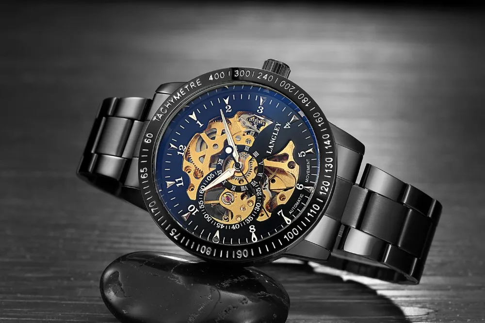 Автоматические часы с скелетом, мужские роскошные брендовые Механические мужские модные наручные часы, повседневные часы, Классические деловые часы, мужской подарок
