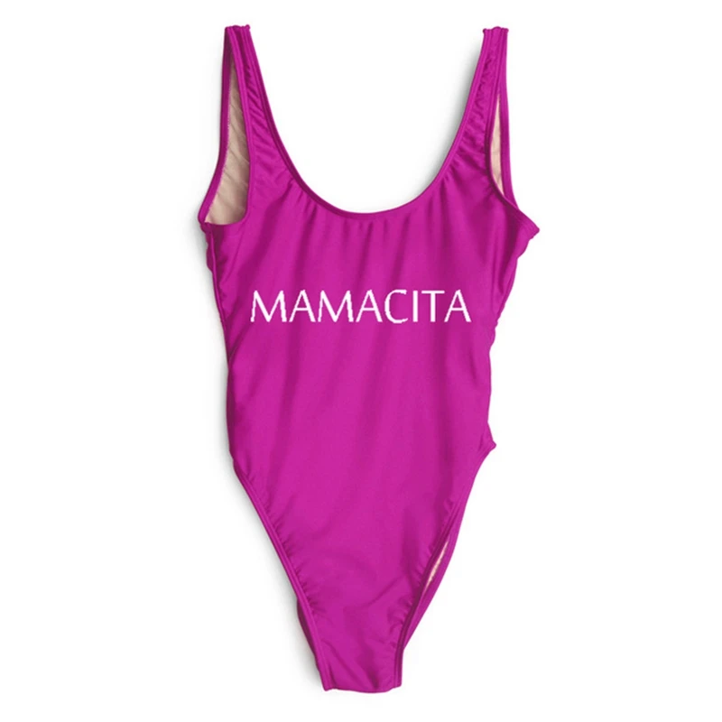 

MAMACITA Print 2019 One Piece Swimsuit Women Summer monokini Beachwear Swimwear Bathing Suits Bodysuit Thong Backless swim suit