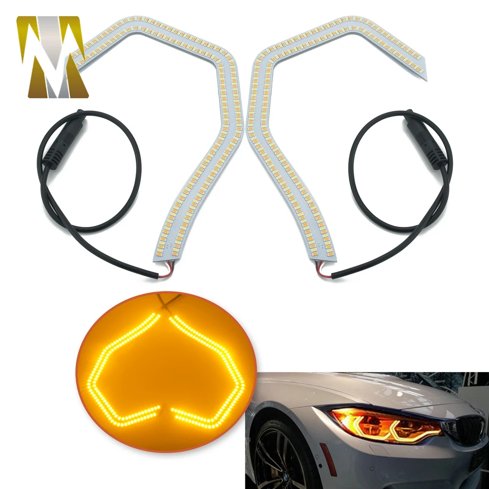 For 2 3 4 5 Series F30 F32 335i F82 F80 E90 E92 M3 M4 M5 Accessories Switchback Dual-Color LED Angel Eyes DRL Turn Signals Light (10)