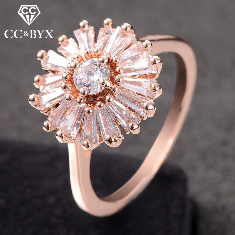 

CC Rings-For-Women Flower Cubic Zirconia Creative Ring Wedding Jewelry Engagement Bijoux Femme Unique Anel Drop Shipping CC2037