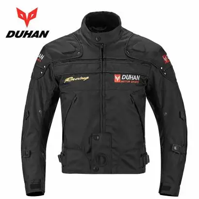 DUHAN Blouson Moto Мужская мотоциклетная куртка для мотокросса для гонок по бездорожью бронежилет+ штаны для верховой езды комплект одежды черный синий красный, D-020 - Цвет: black jacket