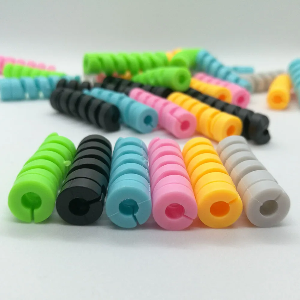 

2 Spiral Cable protector Data Line Silicone Bobbin winder Protective For iphone Samsung Android USB Charging earphone Case Cover
