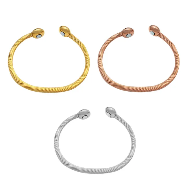 New Copper Bracelet Magnetic Healing Therapy Bangle Arthritis Pain New Copper Bracelet Magnetic Healing Therapy Bangle Arthritis Pain Relief Twisted Gold Silver Rose