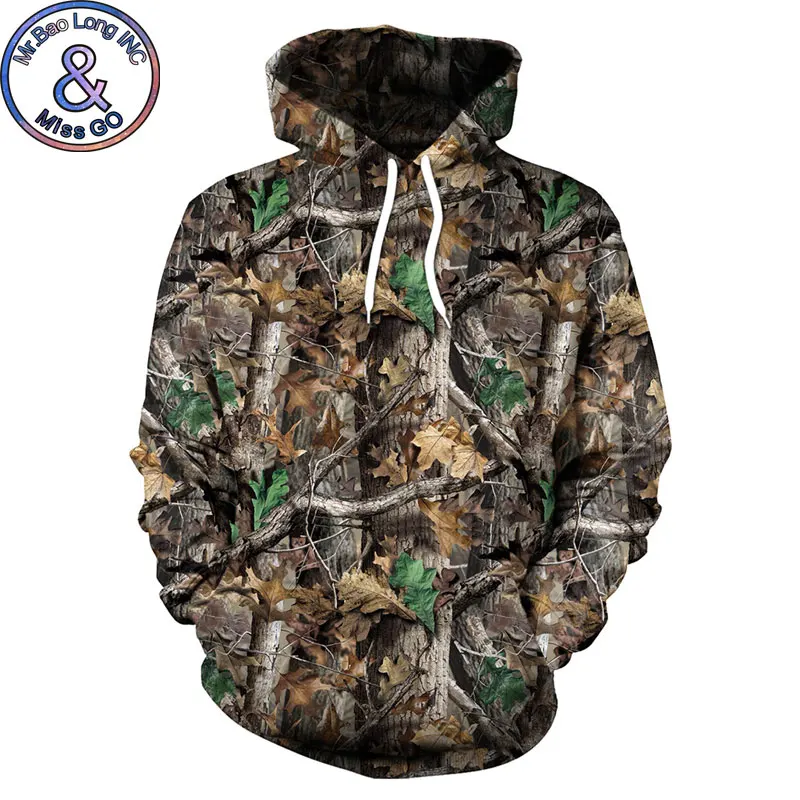 Green Yellow Leaf Tree Print Hooded Sweatshirt Men Women Spring Autumn