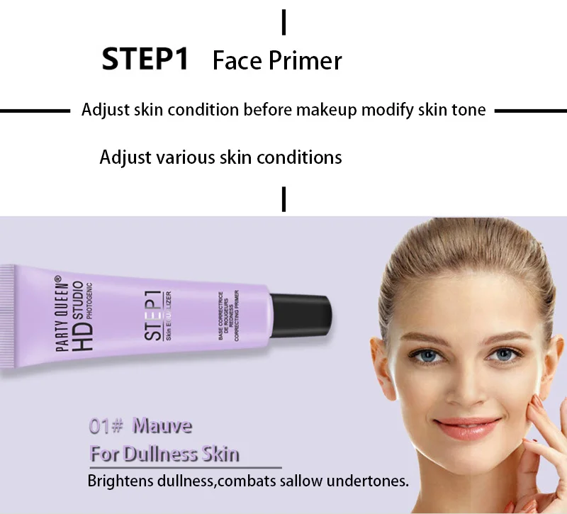 Вечерние queen HD UV Праймер, эквалайзер для кожи, покраснение, макияж, увлажняющий, без масла, консилер, ежедневная защита, правильный Праймер, основа