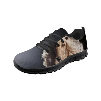 

2019 Lady New Sneakers New listing Black bottom Breathable Woman Casual Afghan Hound Print Shoes Sneakers Flats Shoes For Female