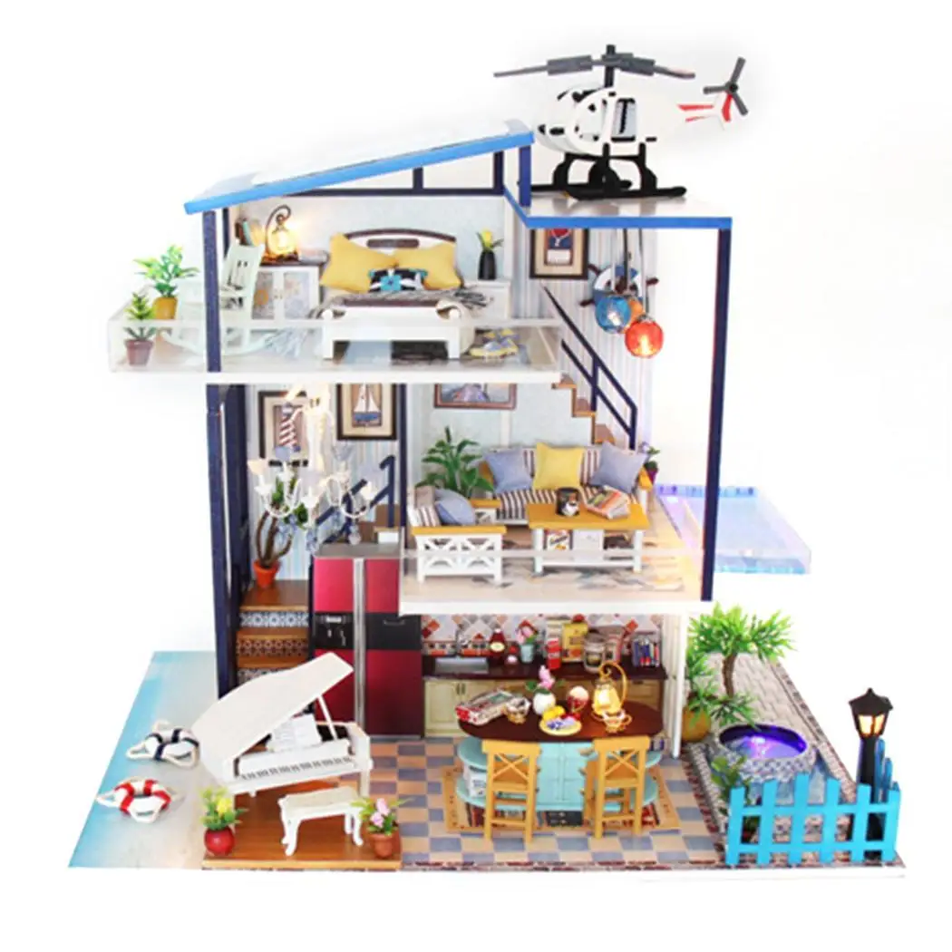 

Hand-assembled Wooden DIY Doll House With 1.5kg(without Cover Protective Dust) LED Lights Decorations,Gifts