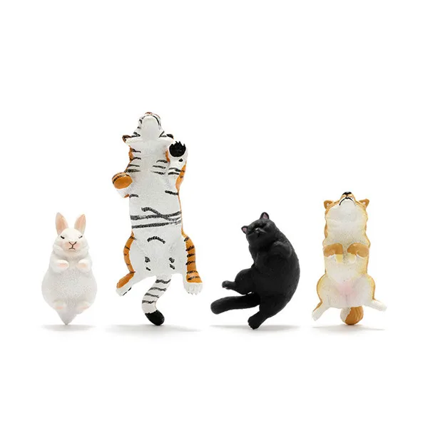 Cute Lazy Sitting Pets Animals Tiger Rabbit Dog Cat Lifelike pvc toys fridge magnets - 17