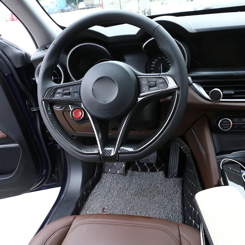 Углеродное волокно стиль ABS Автомобильное рулевое колесо V декоративная рамка для Alfa Romeo Giulia Stelvio- автомобильные аксессуары