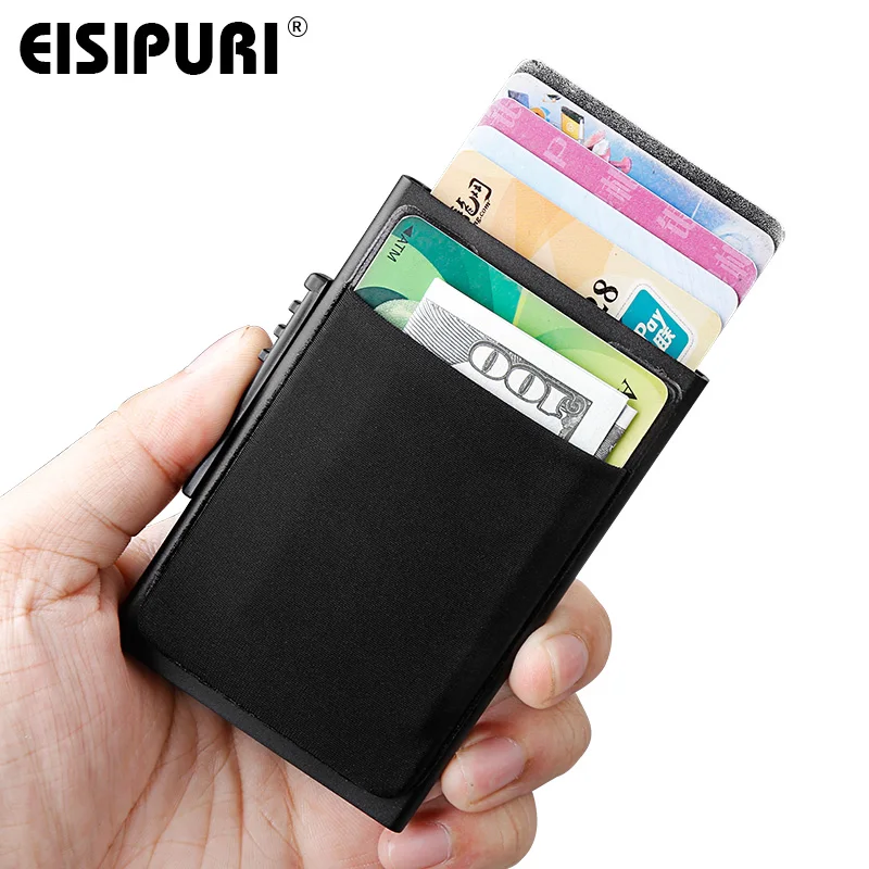 

Yaodeniso Aluminum Wallet Pocket ID Card Holder Rfid Blocking Mini Slim Metal Wallet Automatic Pop up Credit Card Case Protector