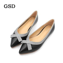 Новинка; женская обувь на плоской подошве; женская офисная обувь из органической кожи; однотонные туфли на плоской подошве с бантом-бабочкой; элегантная повседневная женская обувь