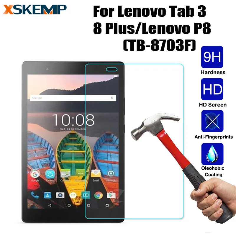Закаленное стекло для планшета Lenovo Tab 3 8 Plus/Lenovo P8(TB 8703F) не царапается без
